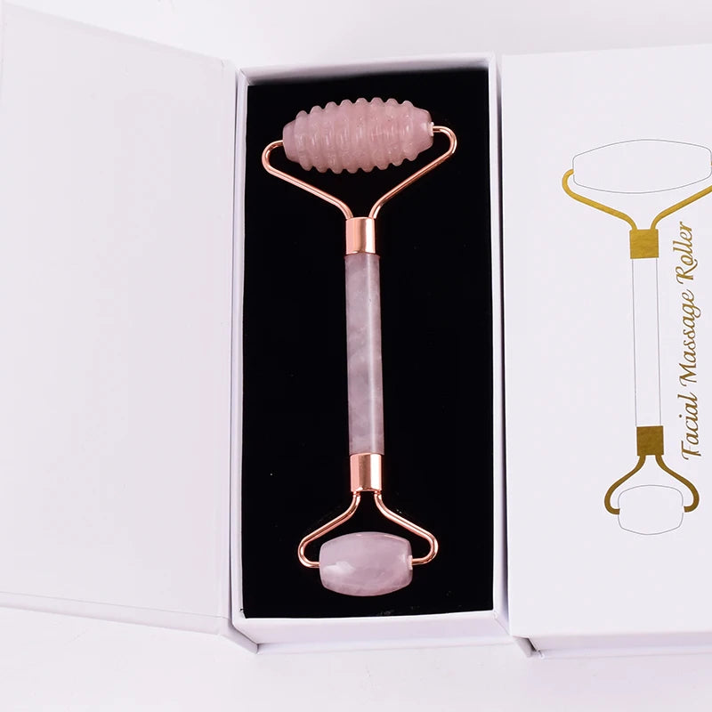 Coffret Rouleau & Gua Sha en Quartz Rose Naturel