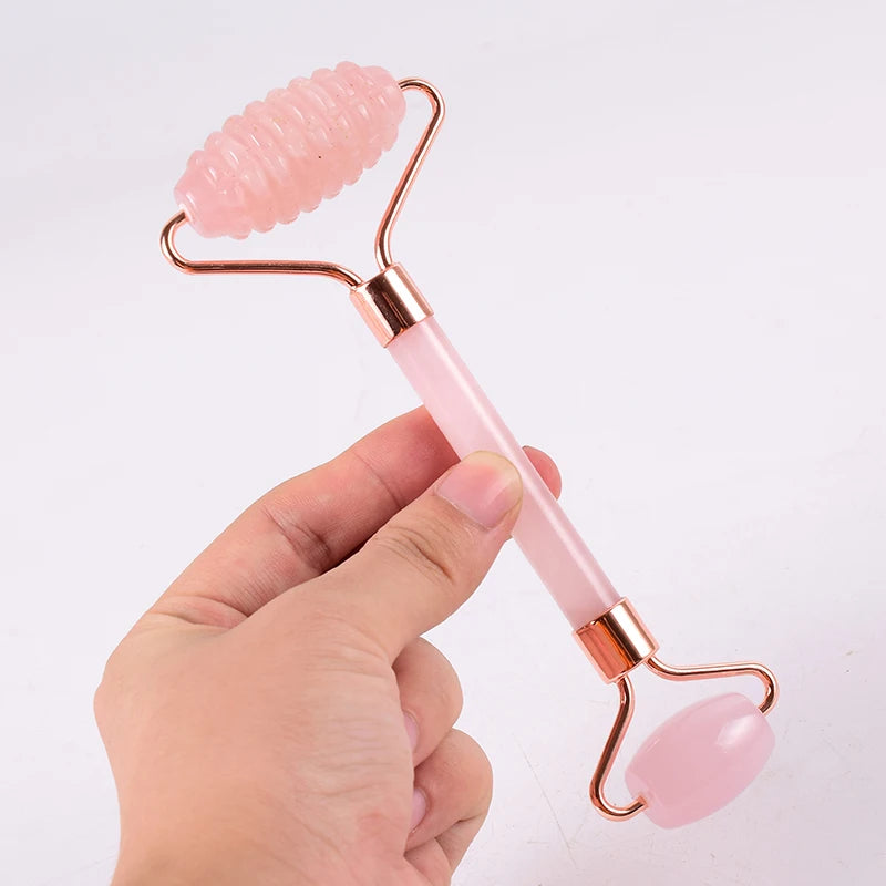 Coffret Rouleau & Gua Sha en Quartz Rose Naturel