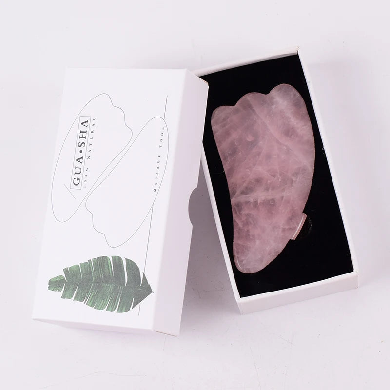 Coffret Rouleau & Gua Sha en Quartz Rose Naturel
